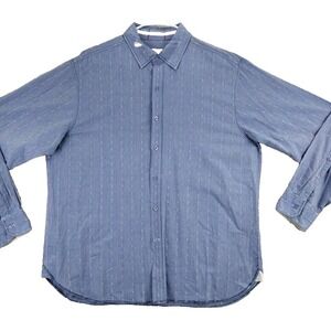 EQ Rooster Button Down Shirt Men's XL Blue Long Sleeve Textured Cotton Casual